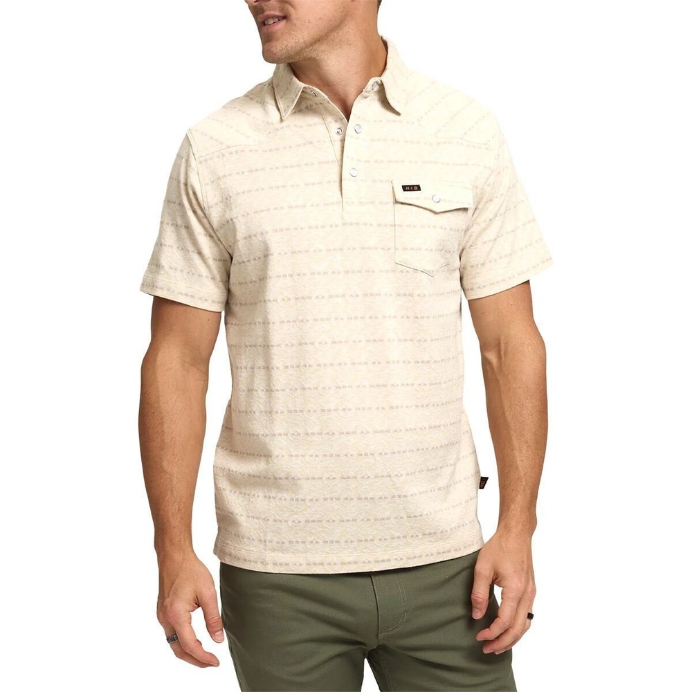 Howler Brothers Ranchero Polo Mens XL Tan Jacquard Western Pearl Snap Shirt